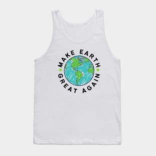 Make Earth Great Again, Go Green. World Globe Earth Day Awareness Tank Top